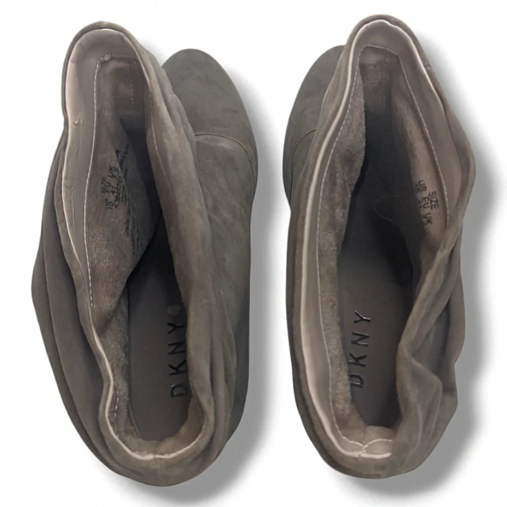 DKNY | Sabel Grey Suede Ultra High Ankle Bootie Heels Women's Size 10 - Picture 8 of 9